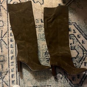 Zara slouchy brown suede boots